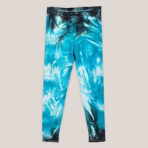 Baja Tie Dye Leggings in Aqua Blue Cotton Yoga Pants by Akasha Sun